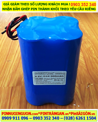 Pin sạc 9.6v-D10000mAh; Pin sạc NiMh 9.6v-D10000mAh, Pin chất lượng cao Grepow 9.6v-D10000mAh